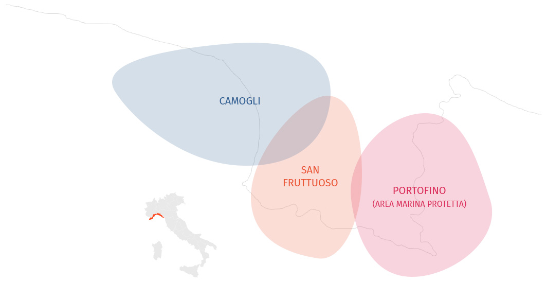 Graphic map of the Camogli - Portofino area