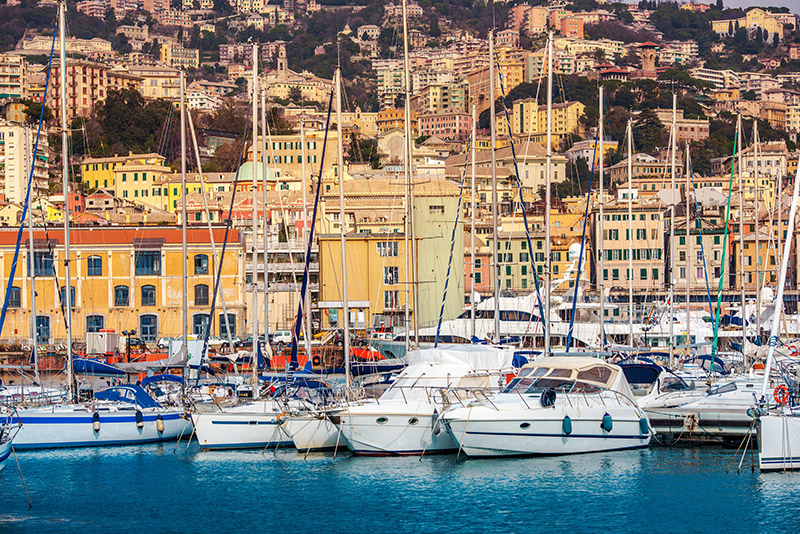 Port of Genoa seen from the sea