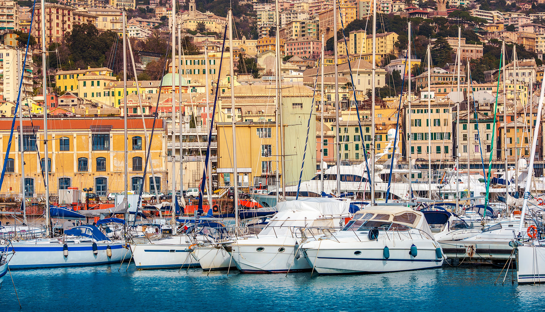 Port of Genoa seen from the sea