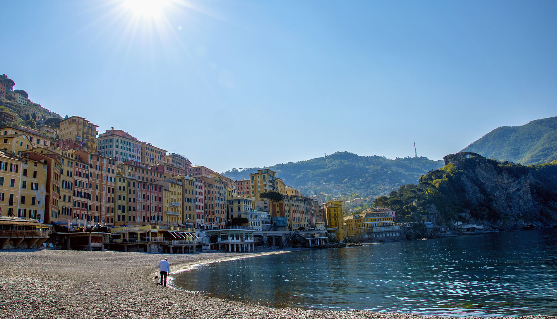 Colorful houses on the Camogli seafront